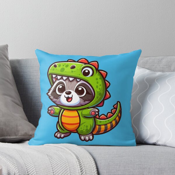 Aperçu de l'œuvre Bébé raton laveur portant un costume de dinosaure créée et vendue par Ghost on Toast.
