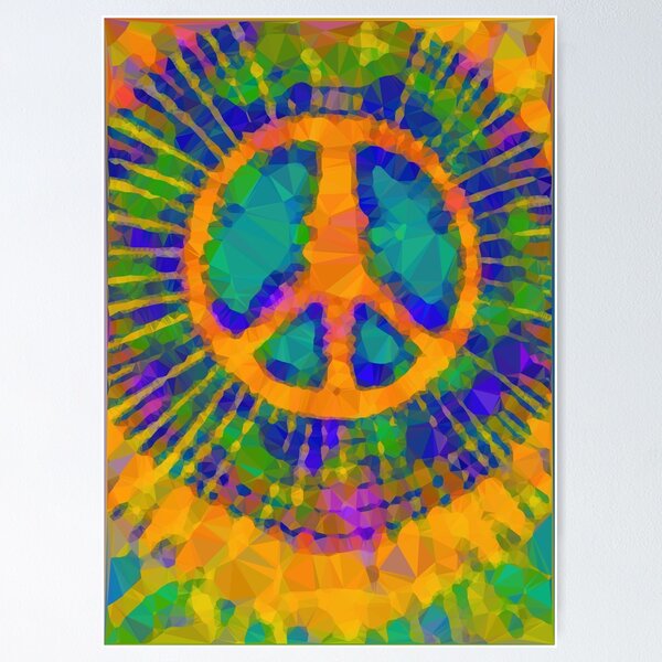 Item preview, Orange Blue Green Tie Dye Peace Sign designed and sold by Vicky Brago-Mitchell®.