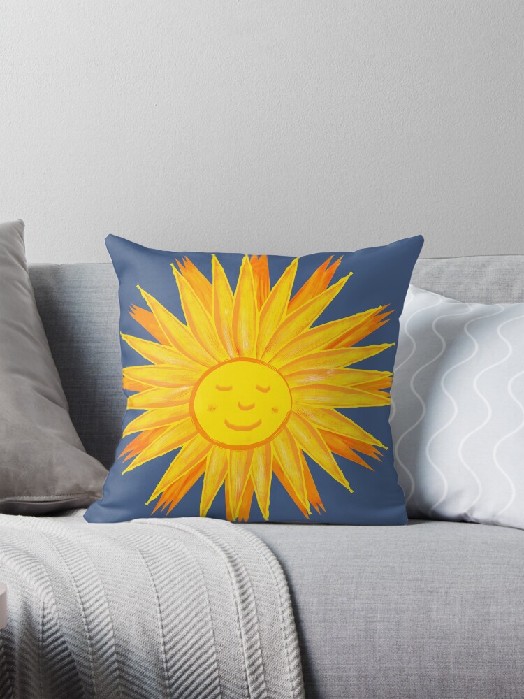 Thumbnail 1 of 4, Pillow, Happy Sun Illustration designed and sold by ClareWalkerArt.