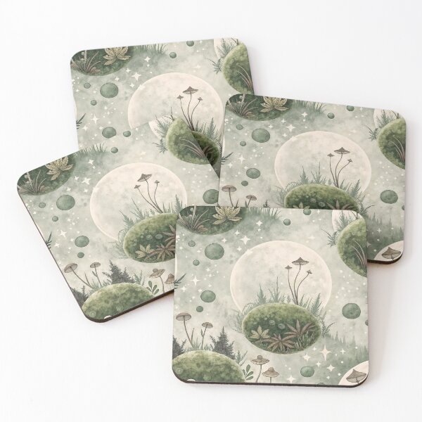 Item preview, Floating Mossy Spheres with Mushrooms and Ferns in Ethereal Setting designed and sold by Creative88Art.