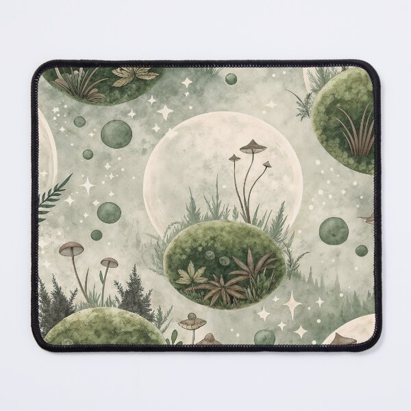 Item preview, Floating Mossy Spheres with Mushrooms and Ferns in Ethereal Setting designed and sold by Creative88Art.