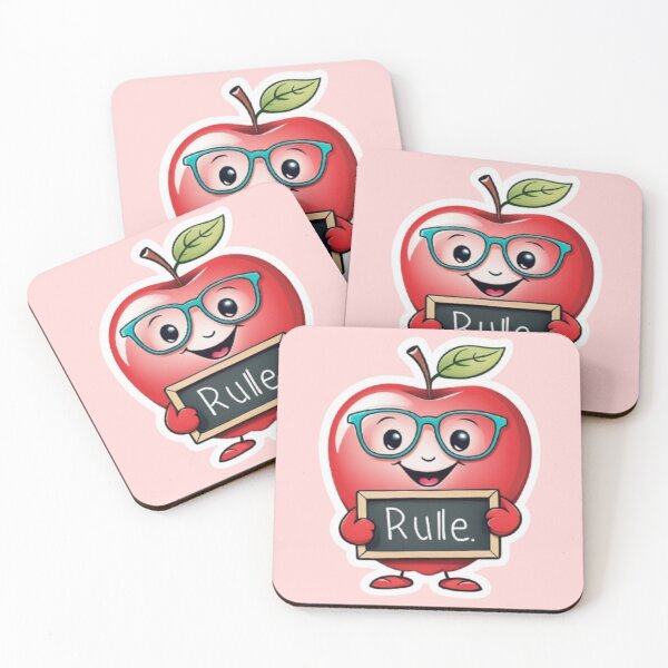 Item preview, Cute Apple Teacher Mascot with "Rule" Chalkboard designed and sold by InsegnaNChill.