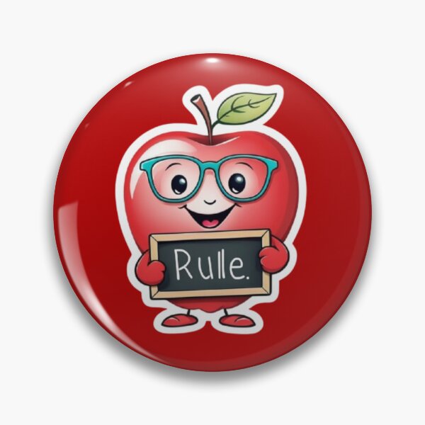 Item preview, Cute Apple Teacher Mascot with "Rule" Chalkboard designed and sold by InsegnaNChill.