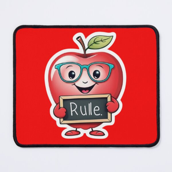 Item preview, Cute Apple Teacher Mascot with "Rule" Chalkboard designed and sold by InsegnaNChill.