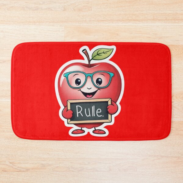 Item preview, Cute Apple Teacher Mascot with "Rule" Chalkboard designed and sold by InsegnaNChill.