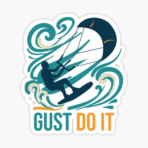 Aperçu de l'œuvre Jeu de mots amusant sur le kitesurf : Gust Do It créée et vendue par whyitsme.