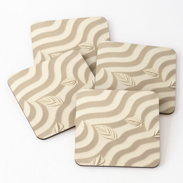 Item preview, Beige and Cream Wavy Pattern with Embossed Leaf Motifs designed and sold by Creative88Art.