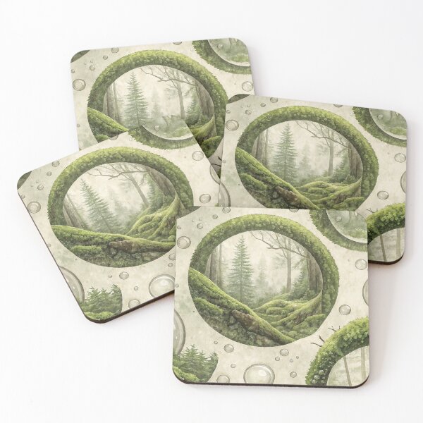 Item preview, Surreal Forest Scene with Moss Covered Portals and Floating Bubbles designed and sold by Creative88Art.