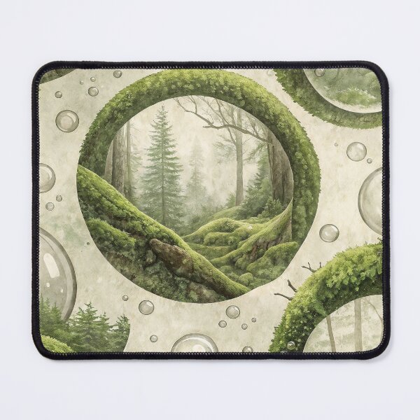 Item preview, Surreal Forest Scene with Moss Covered Portals and Floating Bubbles designed and sold by Creative88Art.