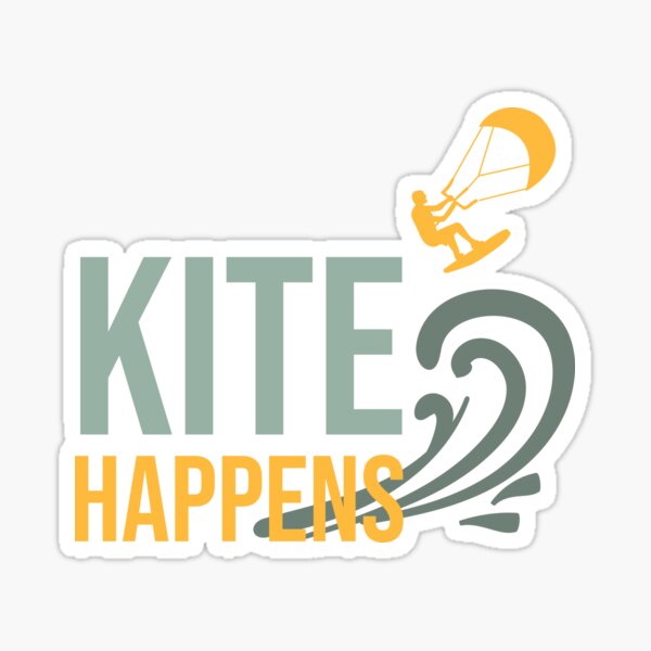Aperçu de l'œuvre Jeu de mots amusant sur le kitesurf : Kite Happens créée et vendue par whyitsme.