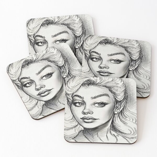 Item preview, Vintage Crosshatch Woman Drawing – Powerful Gaze Portrait designed and sold by gleefulme.