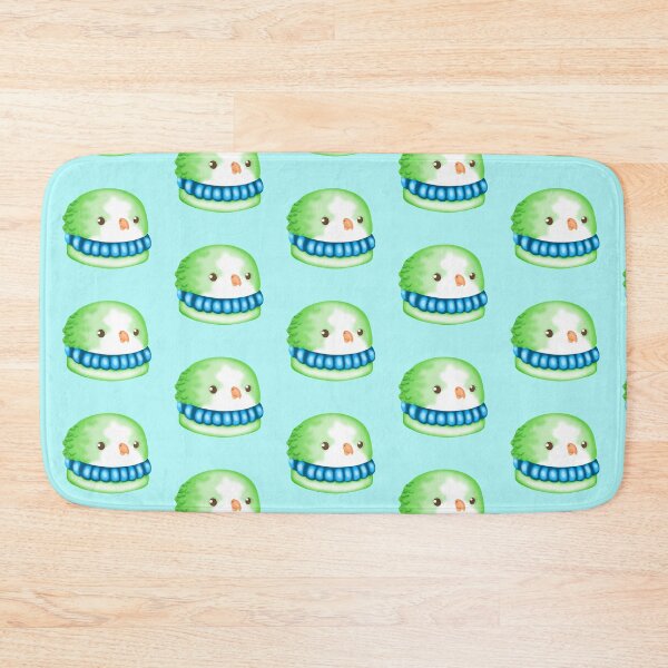 Item preview, a small macaron cake in the shape of a sweet green monk parakeet parrot with turquoise cream designed and sold by katecheerycake.