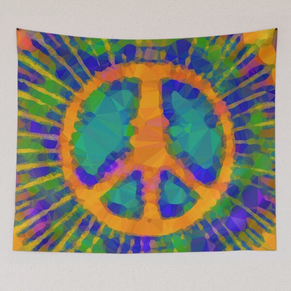 Item preview, Orange Blue Green Tie Dye Peace Sign designed and sold by Vicky Brago-Mitchell®.