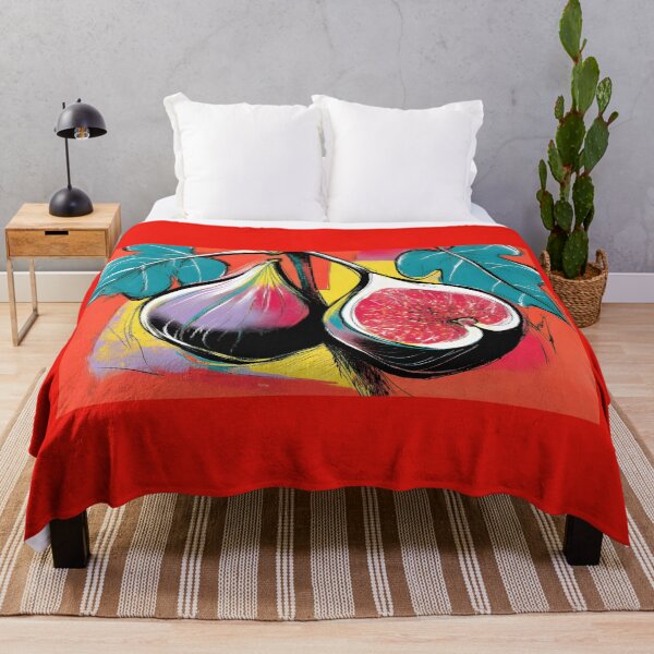 Item preview, Fresh Figs in Focus - Whole and Sliced Fruit with Lush Detail Against a Bold and Vibrant Abstract designed and sold by OlfactoART Studio.