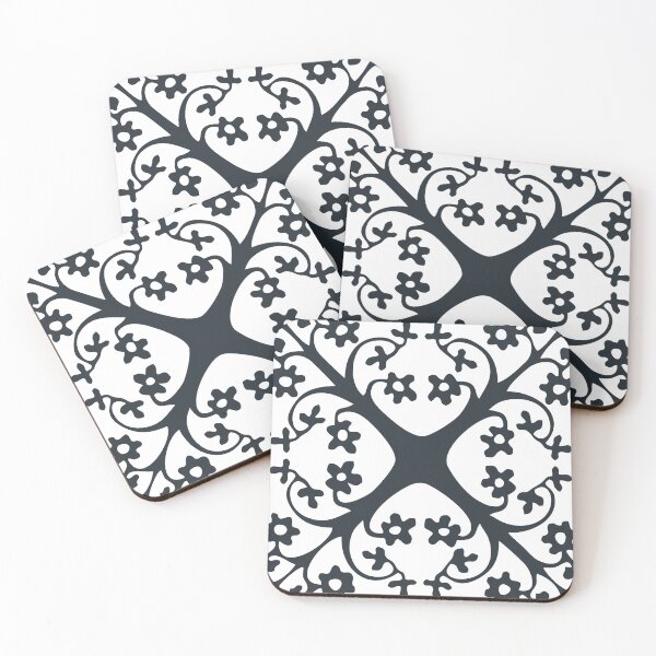 Item preview, Mediaeval flower navy blue designed and sold by AnndeLioncourt.