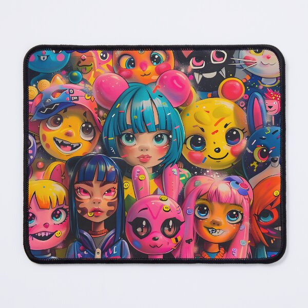 Item preview, Kawaii Chaos Crew – Neon Pop Animal Squad Digital Art designed and sold by AnnDesignStudio.