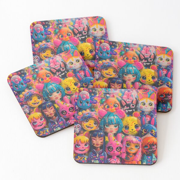 Item preview, Kawaii Chaos Crew – Neon Pop Animal Squad Digital Art designed and sold by AnnDesignStudio.