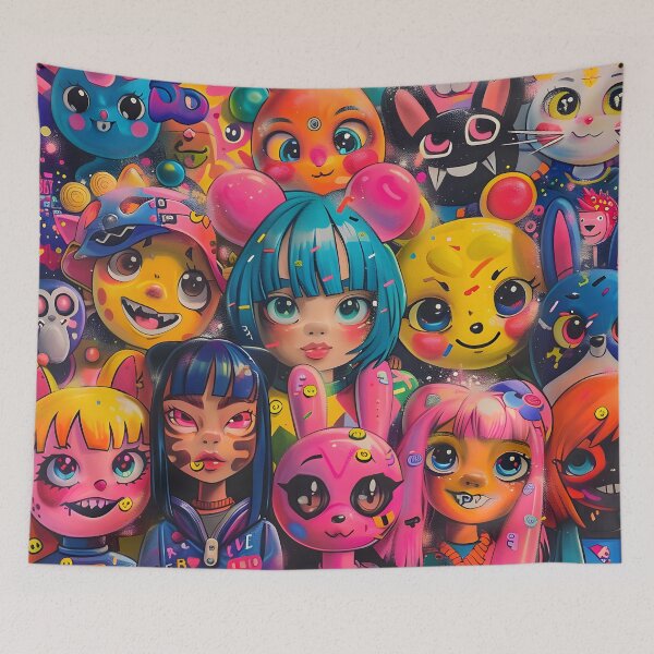 Item preview, Kawaii Chaos Crew – Neon Pop Animal Squad Digital Art designed and sold by AnnDesignStudio.