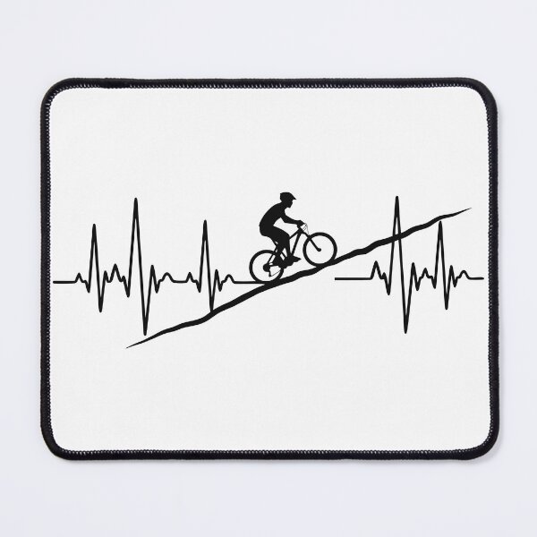 Item preview, Cyclist Climbing Mountain with Heartbeat Line – Minimalist Vector Art designed and sold by AFernandesDSG.