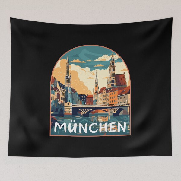 Item preview, Retro München in Bavaria, Germany Art Travel Landscape Emblem designed and sold by MaateoDesign.