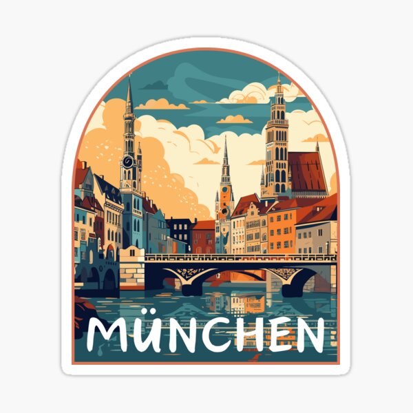 Item preview, Retro München in Bavaria, Germany Art Travel Landscape Emblem designed and sold by MaateoDesign.