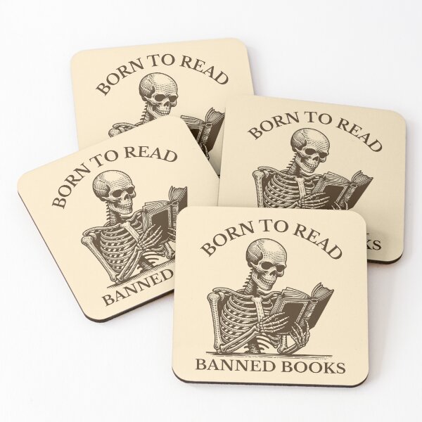 Item preview, Born To Read Banned Books Reading Skeleton designed and sold by KLArtzStore.