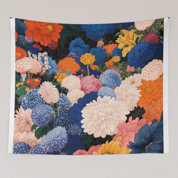 Artikelvorschau, Florales Maximalist-Poster, Dopamin-Dekor, japanische Wandkunst, botanische Wandkunst entworfen und verkauft von regnumsaturni.