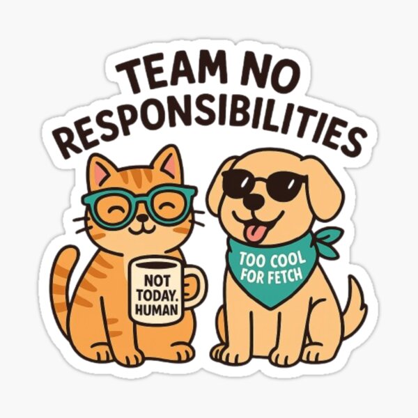 Vista previa del artículo con la obra «Equipo Sin Responsabilidades – Vibraciones de Mascotas Perezosas», diseñado y vendido por InsegnaNChill.