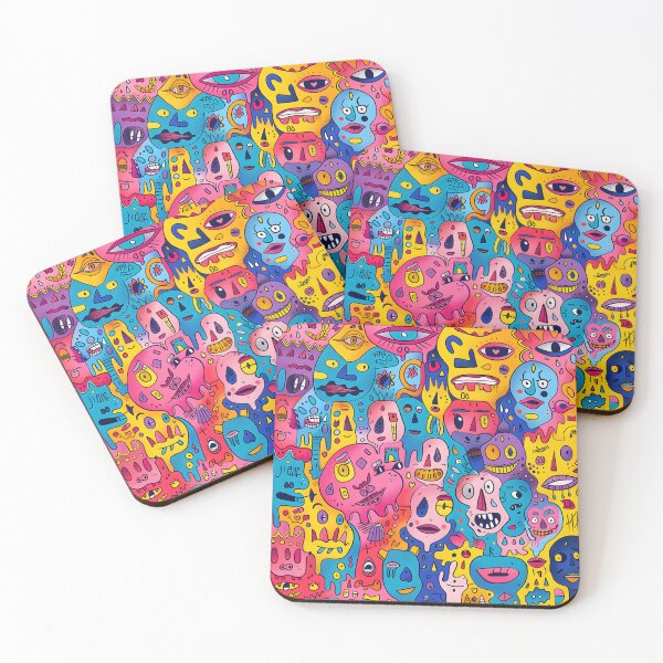 Item preview, Neon Drip Parade – Maximalist Doodle Faces Chaos Digital Art designed and sold by AnnDesignStudio.