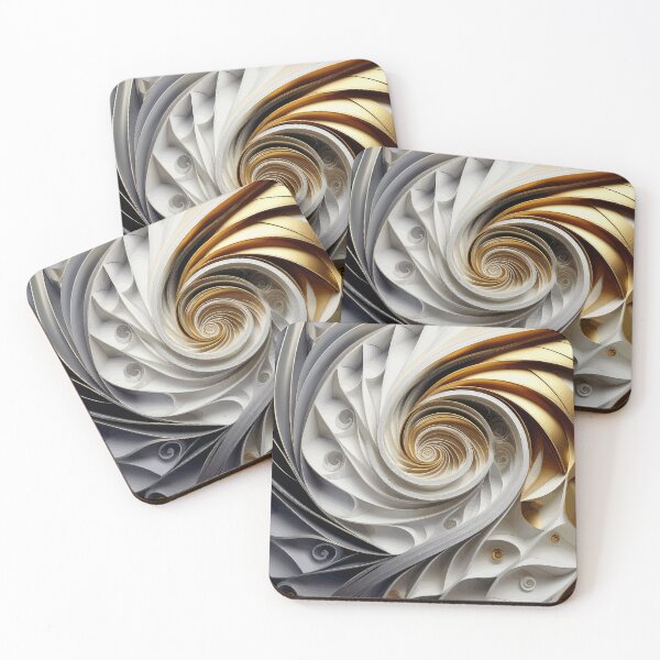Item preview, Abstract Spiral  Silver White Gold Fibonacci Art 83 designed and sold by Vicky Brago-Mitchell®.