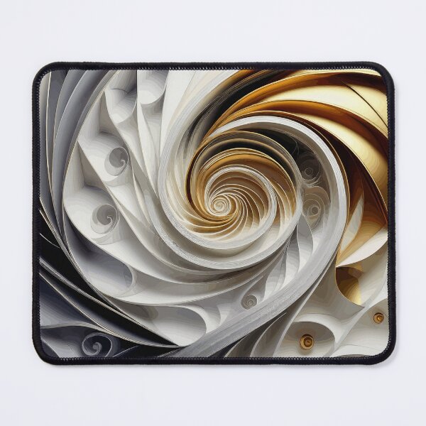 Item preview, Abstract Spiral Silver White Gold Fibonacci Art 83 designed and sold by Vicky Brago-Mitchell®.