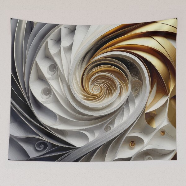 Item preview, Abstract Spiral  Silver White Gold Fibonacci Art 83 designed and sold by Vicky Brago-Mitchell®.