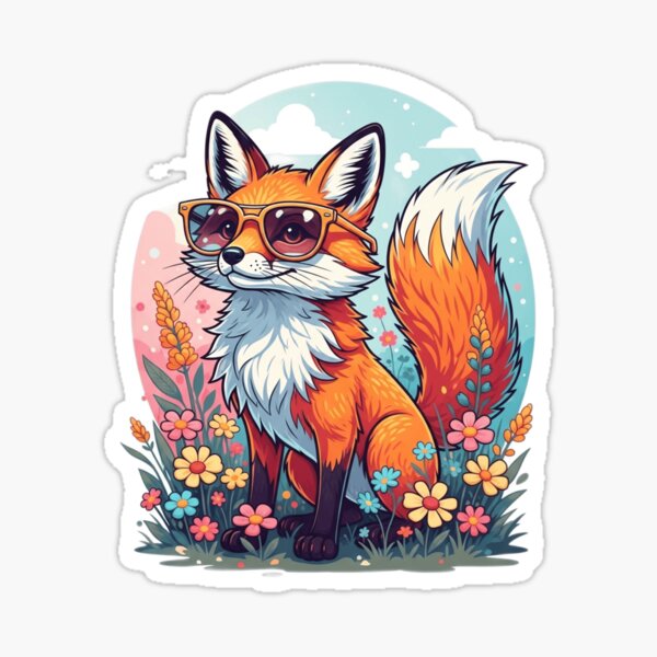 Item preview, "Cool Fox in Shades – Whimsical Floral Summer Vibes" designed and sold by levshare.