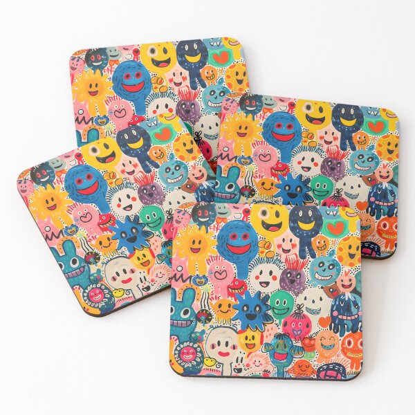 Item preview, Happy Face Explosion - Colorful Smile Character Collage Art designed and sold by AnnDesignStudio.