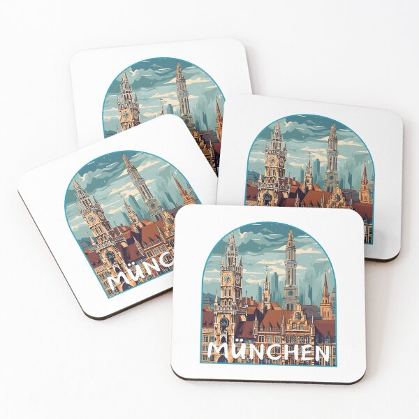 Item preview, München in Bavaria, Germany Retro Art Travel Landscape Badge designed and sold by MaateoDesign.