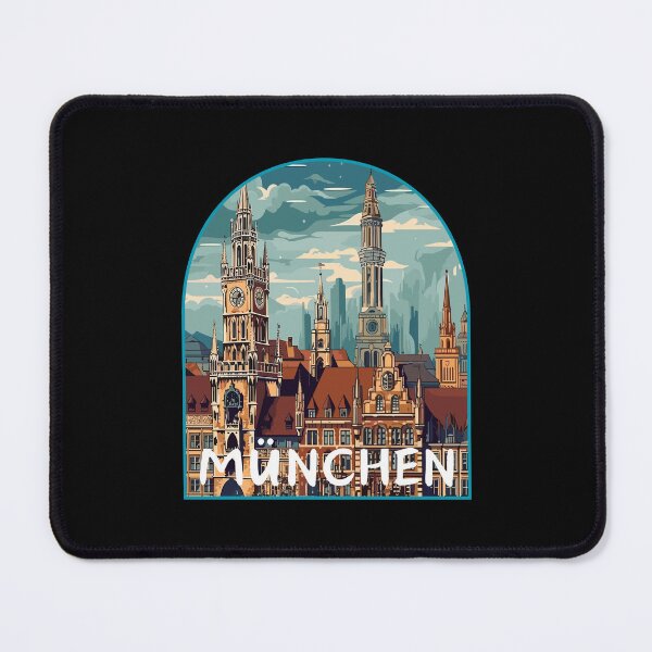 Item preview, München in Bavaria, Germany Retro Art Travel Landscape Badge designed and sold by MaateoDesign.