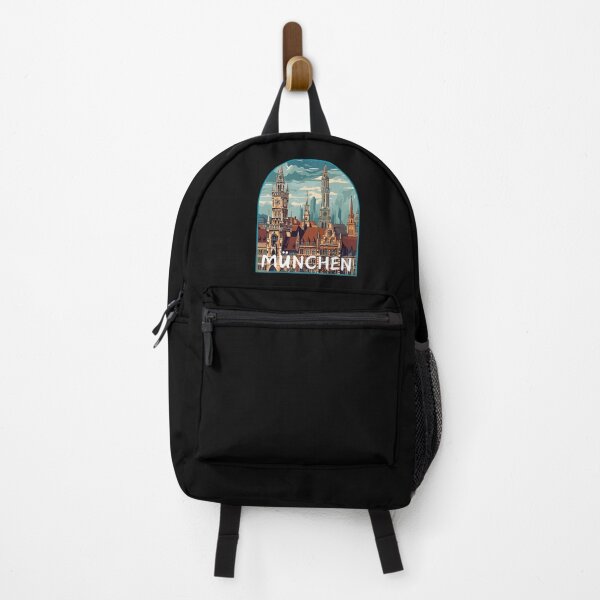 Item preview, München in Bavaria, Germany Retro Art Travel Landscape Badge designed and sold by MaateoDesign.