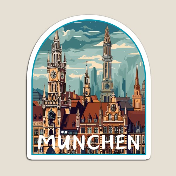 Item preview, München in Bayern, Deutschland Retro Art Reiselandschaft Abzeichen designed and sold by MaateoDesign.