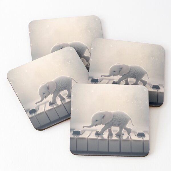 Item preview, White Elephant on Piano designed and sold by ARTelierDigital.