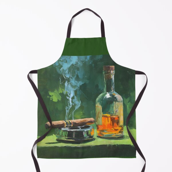 Item preview, Cigar and Whiskey Elegance - Warm Amber Tones with Smoky Trails Against a Rich Green Backdrop designed and sold by OlfactoART Studio.