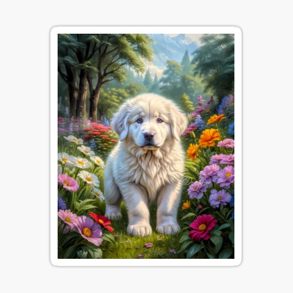 Item preview, Mabel Great Pyrenees Puppy Portrait Painting designed and sold by Heart and Soul Studio.