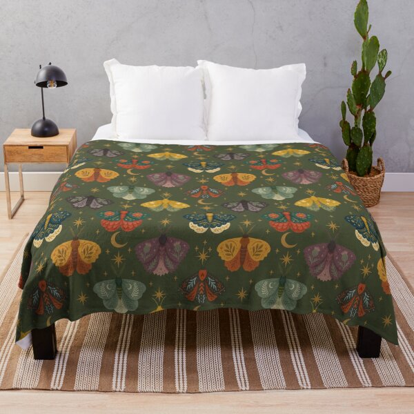 Item preview, Celestial Folk Moth Pattern – Whimsical Moths & Moons on Olive Green | Cottagecore Home & Tech Design designed and sold by Andrea Lauren.