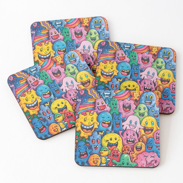 Item preview, Psychedelic Slime Monsters Party - Trippy Colorful Creature Collage designed and sold by AnnDesignStudio.