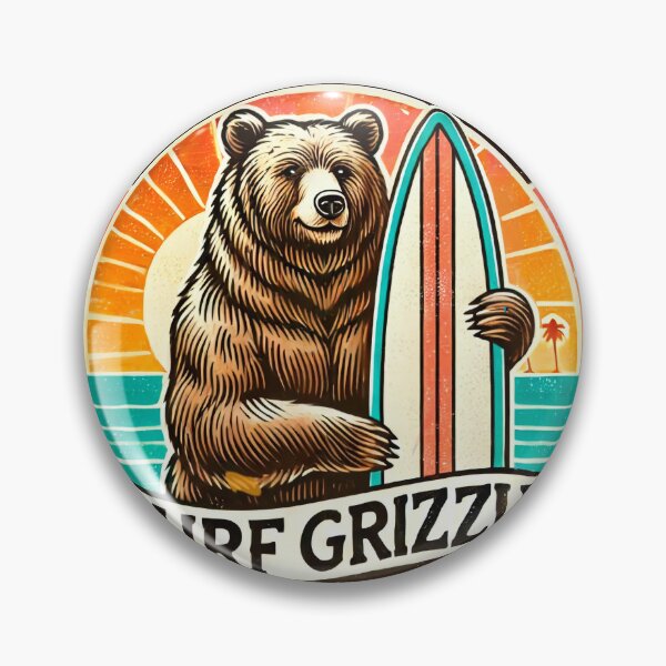 Item preview, Santa Monica Surf Grizzly – Vintage Vibe designed and sold by Pacific Art.