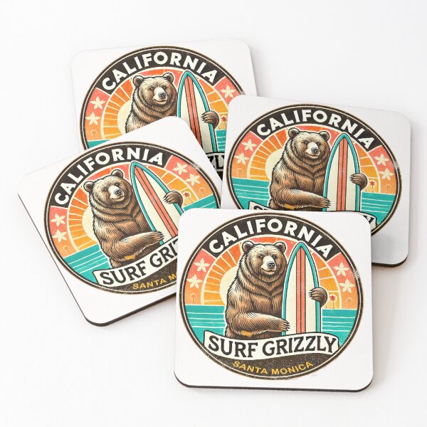 Item preview, Santa Monica Surf Grizzly – Vintage Vibe designed and sold by Pacific Art.
