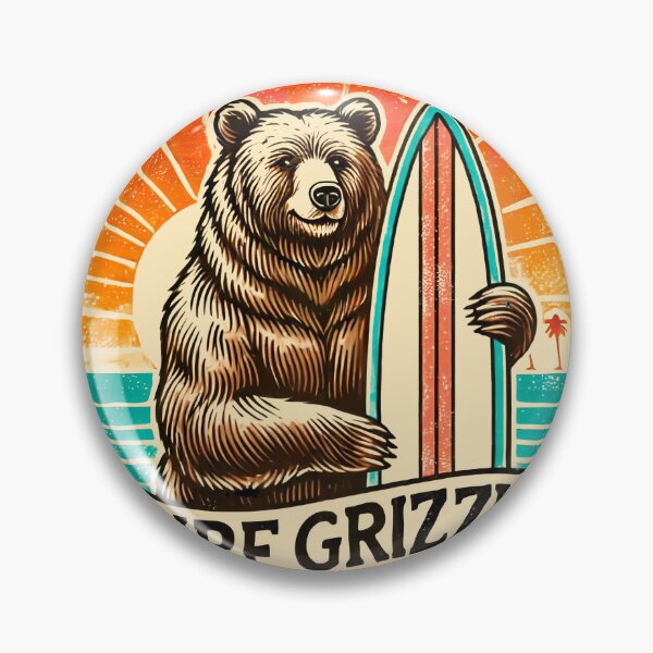 Item preview, Venice Beach Surfing Bear – Retro Vibes designed and sold by Pacific Art.