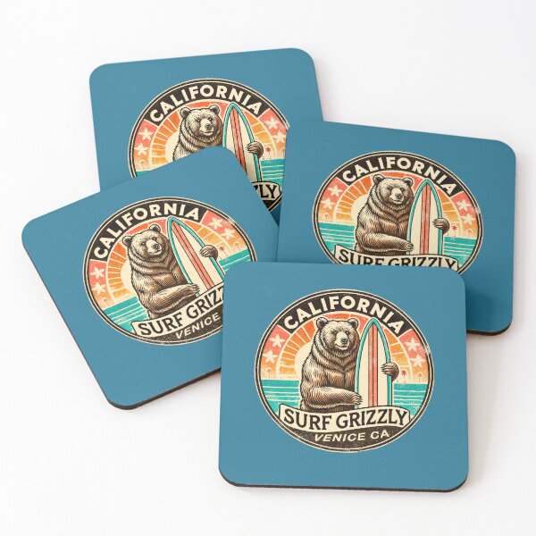 Item preview, Venice Beach Surfing Bear – Retro Vibes designed and sold by Pacific Art.