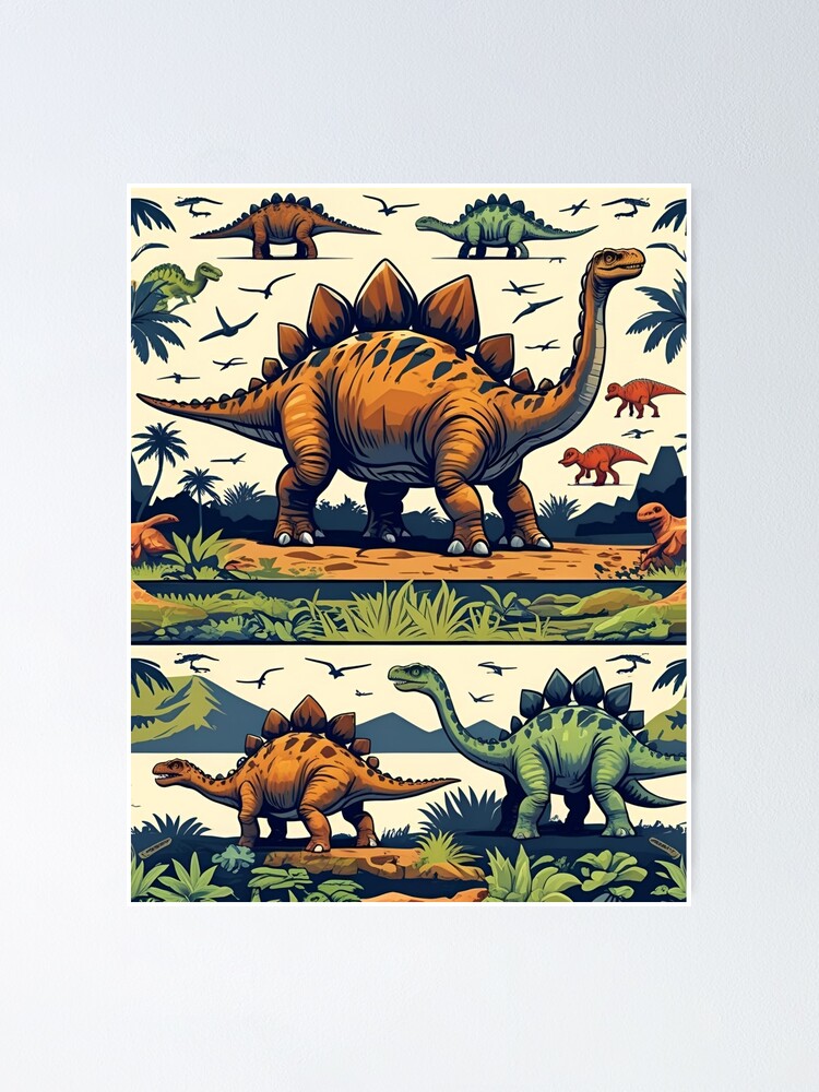 Thumbnail 1 of 3, Poster, Dinosaur Patterns designed and sold by PatronesKawai.