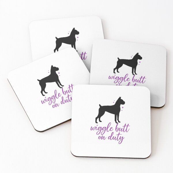 Item preview, Wiggle Butt on Duty – Boxer Dog Silhouette with Purple Sparkle (Transparent) designed and sold by HonorTheBoxer.