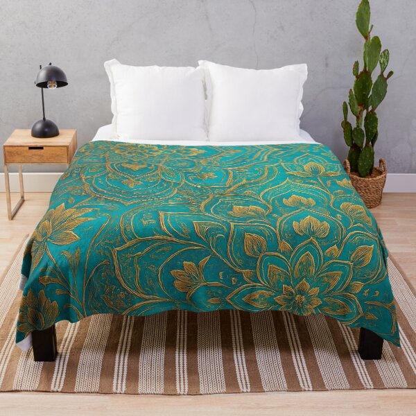 Item preview, Golden Mandala on Turquoise Background – Elegant Boho Wall Art designed and sold by Gold Turtle Lina.